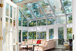 a sunny and open glass atrium