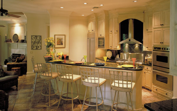 luxury kitchen floor plan with plenty of seating
