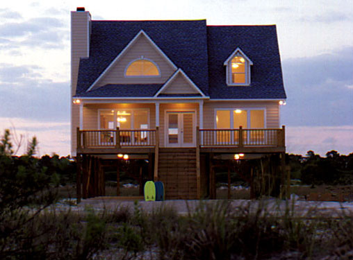beach cottage house plan with a pier foundation