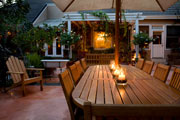 Quaint and cozy patio with candlelight