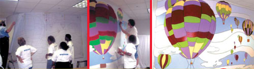 Volunteers painted a mural Texas Scottish Rite Hospital