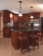 Kitchen with cherry wood furniture