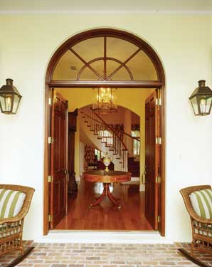 colonial style french door entrance