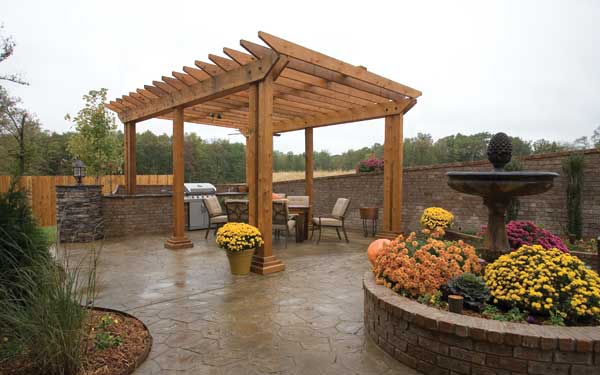 fall landscaped patio