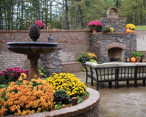 fall decorated patio