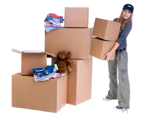 girl with moving boxes