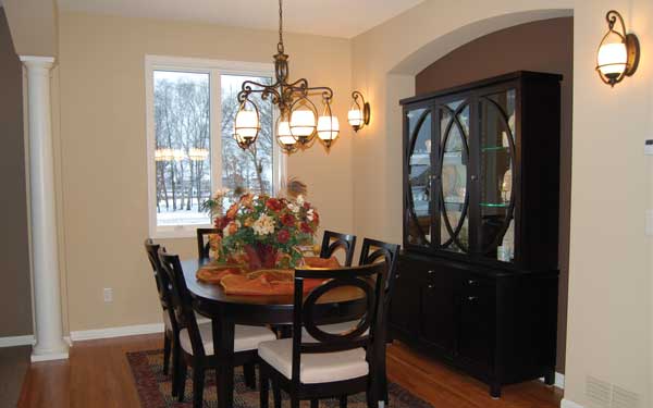 modern style dining room with hutch