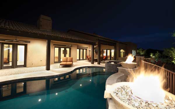 swimming pool with firepit
