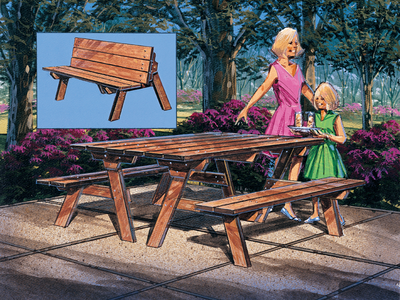 Building Plans Front of Home Picnic Bench & Table