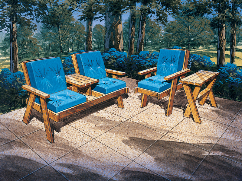 Building Plans Front of Home Patio Furniture - 3 Piece Set