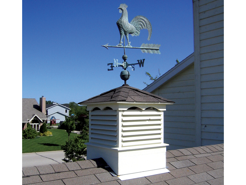 Southern Plan Front of Home Two Cupolas