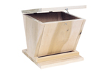 Wood bird feeder with lid that opens up