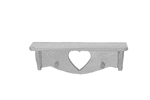 18" wood shelf has heart carved out of the center