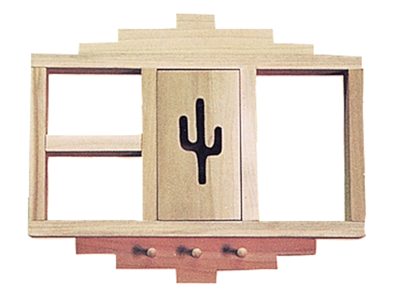 Building Plans Front of Home Curio Shelf with Cactus & Pegs