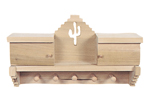Southwestern style coat rack has cactus design cut out of the center