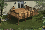 raised wood deck has two levels for added interest