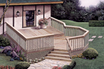 Wooden deck has a sunken area perfect for dining or relaxing