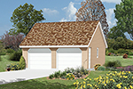 Traditional style two-car garage with reverse gable roof