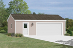 Two and half car garage has a door for easy access and plenty of extra storage space