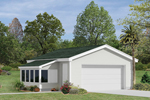 Unique two-car garage has a side greenhouse perfect for the avid gardener