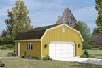 This two-car garage has a distinct country style thanks to thegambrel roof design