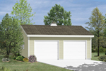 Two-car garage has a reverse gable roof with a cupola on top for added character and style