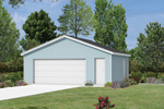 This two-car garage has extra storage on one side perfect for yard equipment