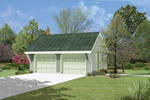 A roof overhang adds shelter to the front of this two-car garage