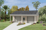 This two and half car garage has a roof overhang ideal as a roadside stand