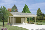 This two-car carport has two separate storage areas