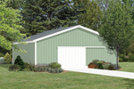 Modest pole building design with front sliding door