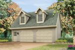 Cape Cod style two-story apartment garage with twin roof dormers