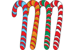 Four colorful candy canes in this yard art pattern