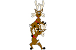 Climbing reindeer are a cute and funnny holiday scene