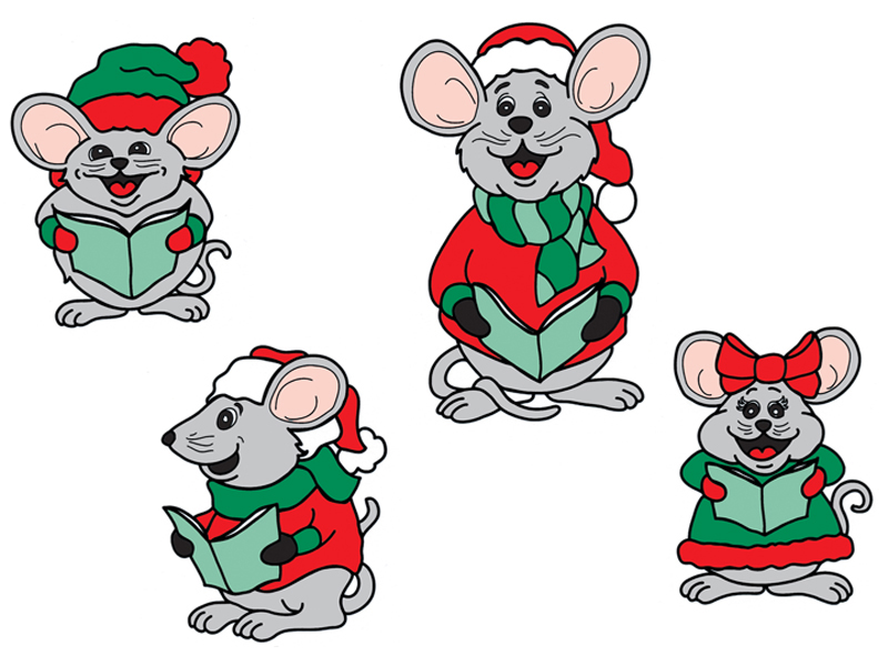Early American Plan Front of Home Caroling Mice