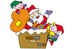 Santa in chimney provides a fun and festive addition to your yard
