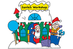 Santa's workshop yard art pattern provides a fun and colorful Christmas decoration the whole family will love