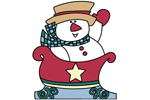The snowman in sleigh uses a country style color pallette