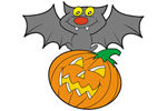 Bat atop pumpkin uses some great Halloween characters in a fun way