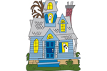 This fun and colorful ghost house is the perfect addition to your Halloween backyard display