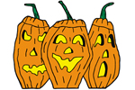 A trio of pumpkins makes up the pumpkin patch yard art decoration