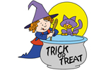 Witch's brew is cute and has a child-like witch with kitten