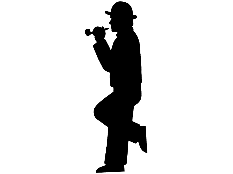 Building Plans Front of Home Silhouette Gentleman