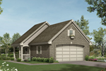 Charming two-car garage has extra interior space and a side covered porch