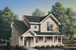 This three-car apartment garage has the look of a Country style home plan