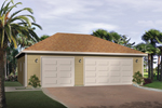 This striking three-car garage design has a attractive hip roof design