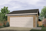 Two-car garage with one large garage door is designed for building efficiency