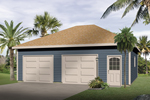 Stylish two-car garage with two separate garage doors and a hip roof design