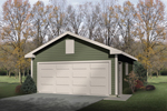 Two-car garage has Western style and side door and window for added sunlight