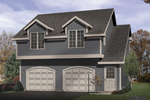 Gabled dormers top this two-story garage apartment 